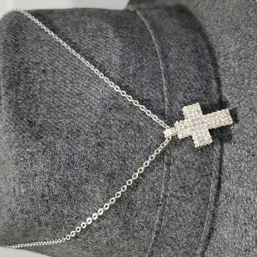 ♥️$5 DEAL Silver Tone JEWERLY CROSS 20" ADJUSTABLE CHAIN NECKLACE